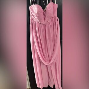 Azazie Blush Pink Draped Jumpsuit